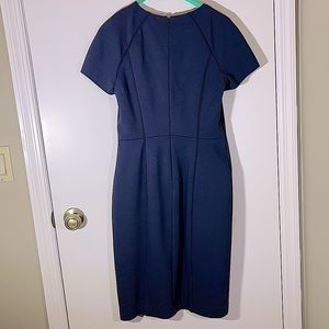 Brooks Brothers Navy Sheath Body Con Fitted Suit Dress Stretchy Lined Size 6